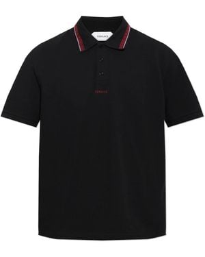 Versace Polo Met Geborduurd Logo - Zwart