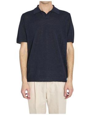 Roberto Collina Tops ,Blauw ,Gebreid Poloshirt