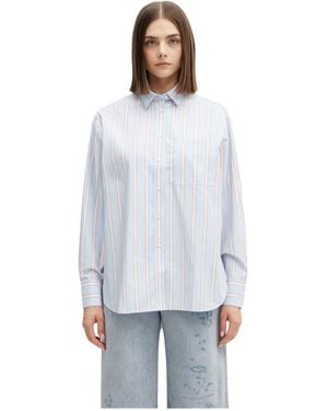 Lacoste Overhemden ,Veelkleurig ,Katoen Oversized Katoenen Popeline Overhemd - Wit