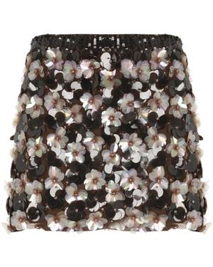 P.A.R.O.S.H. P.A.R.O..H. ,Rokken ,Bruin ,Pailletten Floral Sequin Mini Skirt - Zwart