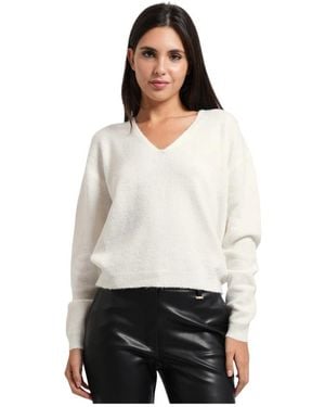 Fracomina V-Ausschnitt-Pullover Mit Top - Weiß