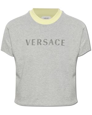 Versace T-Shirt Met Opgedrukte Logo - Grijs