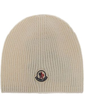 Moncler Logo Wol Muts - Naturel