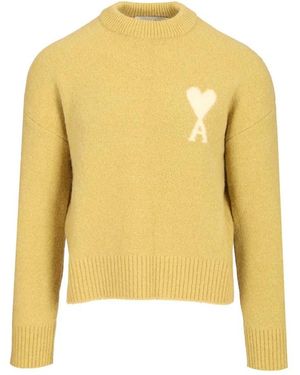 Ami Paris Ami De Coeur Crewneck Sweater - Geel