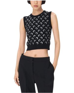 Marine Serre Round-Neck Knitwear - Azul