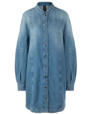 Marc Cain Denim Minikleid Mit Kleinem Stehkragen - Blau