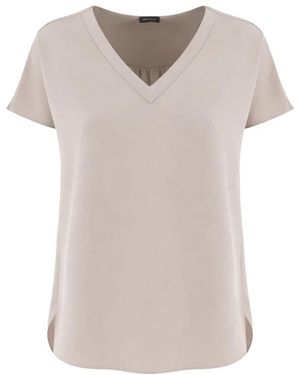 Kiton Tops ,V-Hals Zijden T-Shirt - Grijs