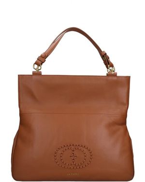 La Carrie Tassen ,Bruin ,Leer Woven Logo Leren Tas