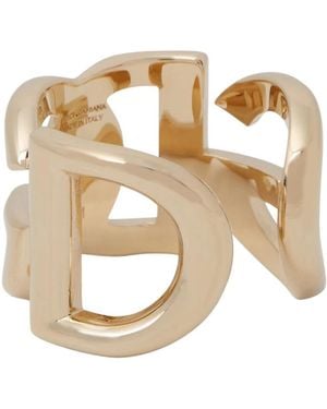 Dolce & Gabbana Accessoires ,Geel ,Dg Logo Ring - Naturel