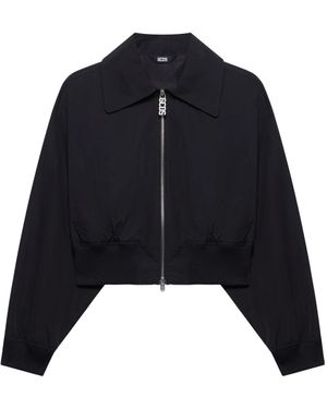 Gcds Jassen ,Zwart ,Nylon Lounge Logo Nylon Crop Bomber - Blauw