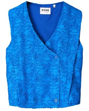 Pom Tops ,Blauw ,Polyester Ocean Jacquard Top