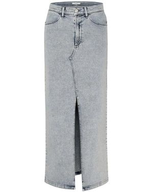 Gestuz Denim Langer Rock Hellblau Gewaschen - Grau