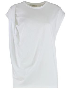 Vince Tops ,Wit ,Katoen Pima Katoenmix Soepelvallend Relaxed Top - Blauw