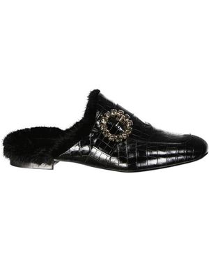 Eleventy Calfskin Leder Slip-On Mules - Schwarz