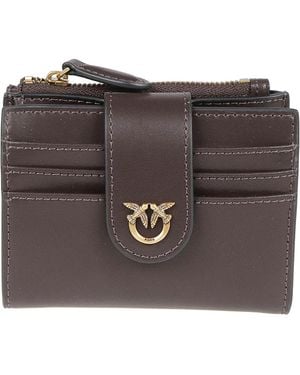Pinko Accessoires ,Bruin ,Leer Multifunctionele Portemonnee