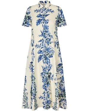 Lolly's Laundry Blaues Maxikleid Mit Kurzen Ärmeln