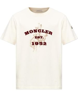 Moncler Tops ,Katoen T-Shirt Met Logo - Wit