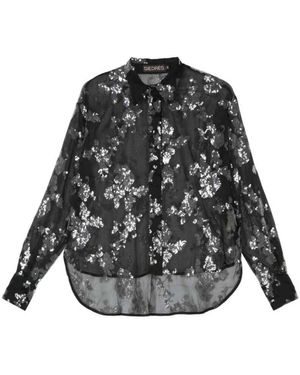 Siedres Schwarze blumen paillettenhemd siedrés - Grau