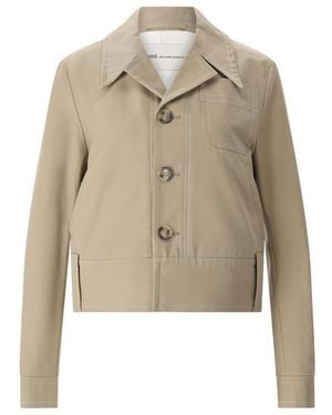 Ami Paris Jassen ,Katoen Structured Button Jacket - Naturel