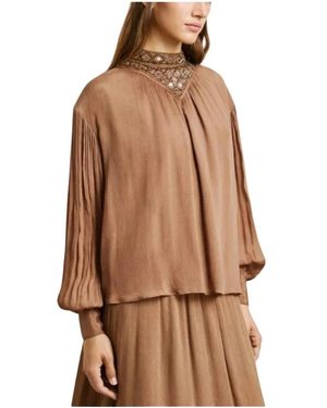 Pepe Jeans Overhemden ,Bruin ,Pailletten Blouses