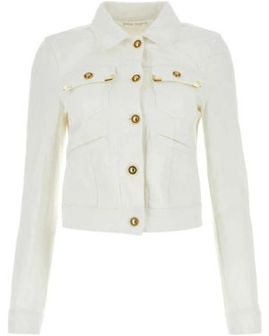 Palm Angels Jassen ,Wit ,Denim Kort Denim Jack