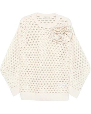 Blumarine Trui Met Bloemenapplicatie - Naturel