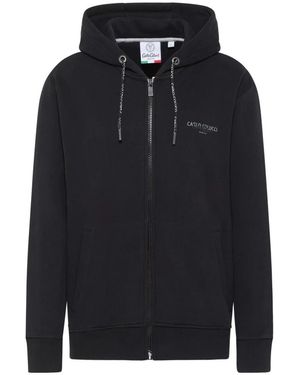 carlo colucci Hoodies & Sweatvesten ,Zwart ,Katoen Hoody Jacket Basic Line - Blauw