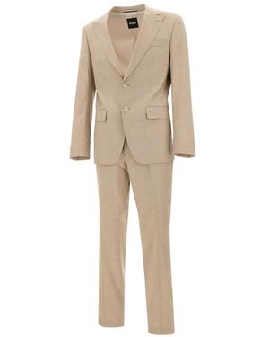 HUGO Single Breasted Suits - Natural