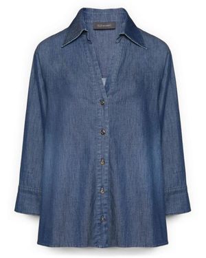 Elena Miro Overhemden ,Blauw ,Katoen Gewassen Chambray Shirt