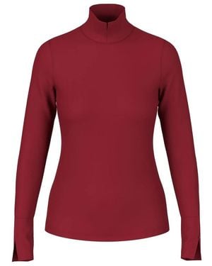 Marc Cain Stijlvolle Opstaande Kraag Lange Mouwen Shirt - Rood