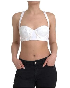 Versace Weißes Ärmelloses Korsett Tanktop