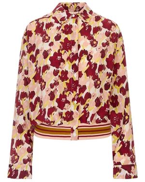 Marni Overhemden ,Veelkleurig ,Floral Striped Silk Shirt - Rood