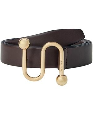 Sportmax Accessoires ,Bruin ,Leer Leren Riem Met Haakgesp