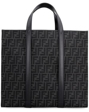 Fendi Jacquard-Gewebe Tote - Schwarz