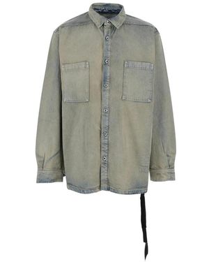 Rick Owens Overhemden ,Blauw ,Denim Denimjas Met Trekkoord - Grijs