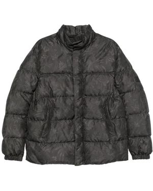 Etro Jassen ,Zwart ,Polyester Gewatteerde Pufferjack Met Paisleyprint - Grijs
