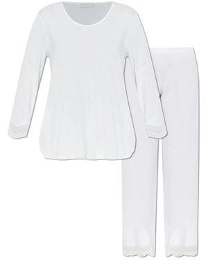Hanro Nachtkleding ,Wit ,Tweed Cira Tweedelige Pyjama Set