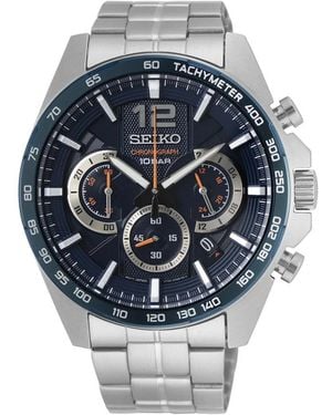 Seiko Accessoires ,Blauw ,Leer Ssb 345 Chronograaf Horloge - Metallic