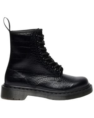 Dr. Martens Schoenen ,Zwart ,Leer 1460 Croco