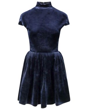Alaïa High Neck Flared Dress - Blau