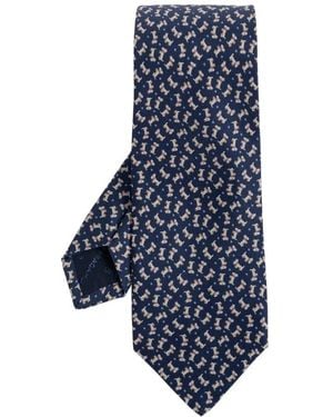 Ferragamo Charlie Print Seidenkrawatte - Blau