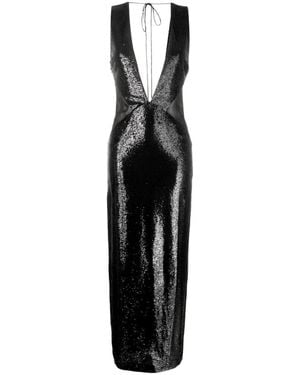 R.ev Schwarzes pailletten maxikleid