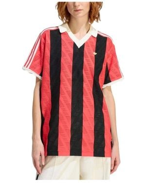 adidas Tops ,Veelkleurig ,Polyester Polo T-Shirt Met Korte Mouwen - Rood