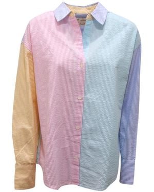MC2 Saint Barth Overhemden ,Veelkleurig ,Katoen Cristal Seersucker Shirt - Blauw