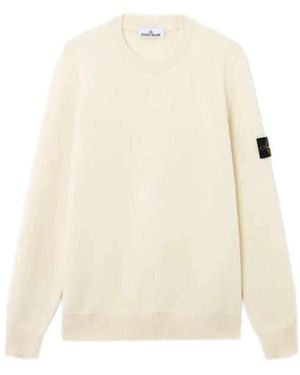 Stone Island Witte Crew Neck Sweater Aw25