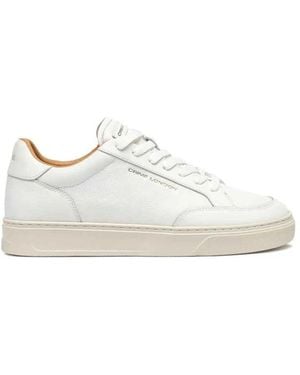Crime London Witte Leren Sneakers Veters Rubber Zool