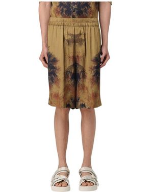 Laneus Herren Palm Print Elastische Taille Shorts - Natur