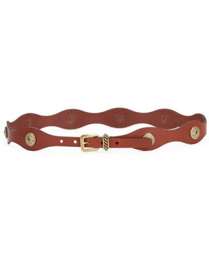 Etro Leren Riem Met Juweelstuds - Bruin