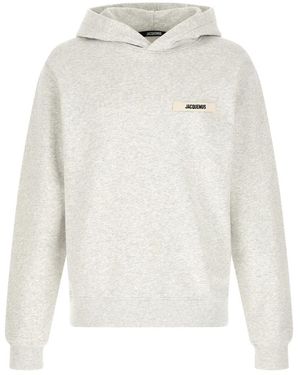 Jacquemus Hoodies & Sweatvesten ,Grijs ,Katoen Le Hoodie Gros Grain - Wit