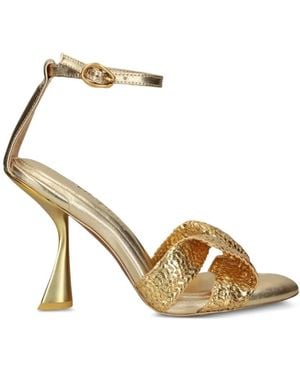 Cult Gaia Sandalen Mit Goldfarbener Schnalle Und Skulptiertem Absatz - Mettallic